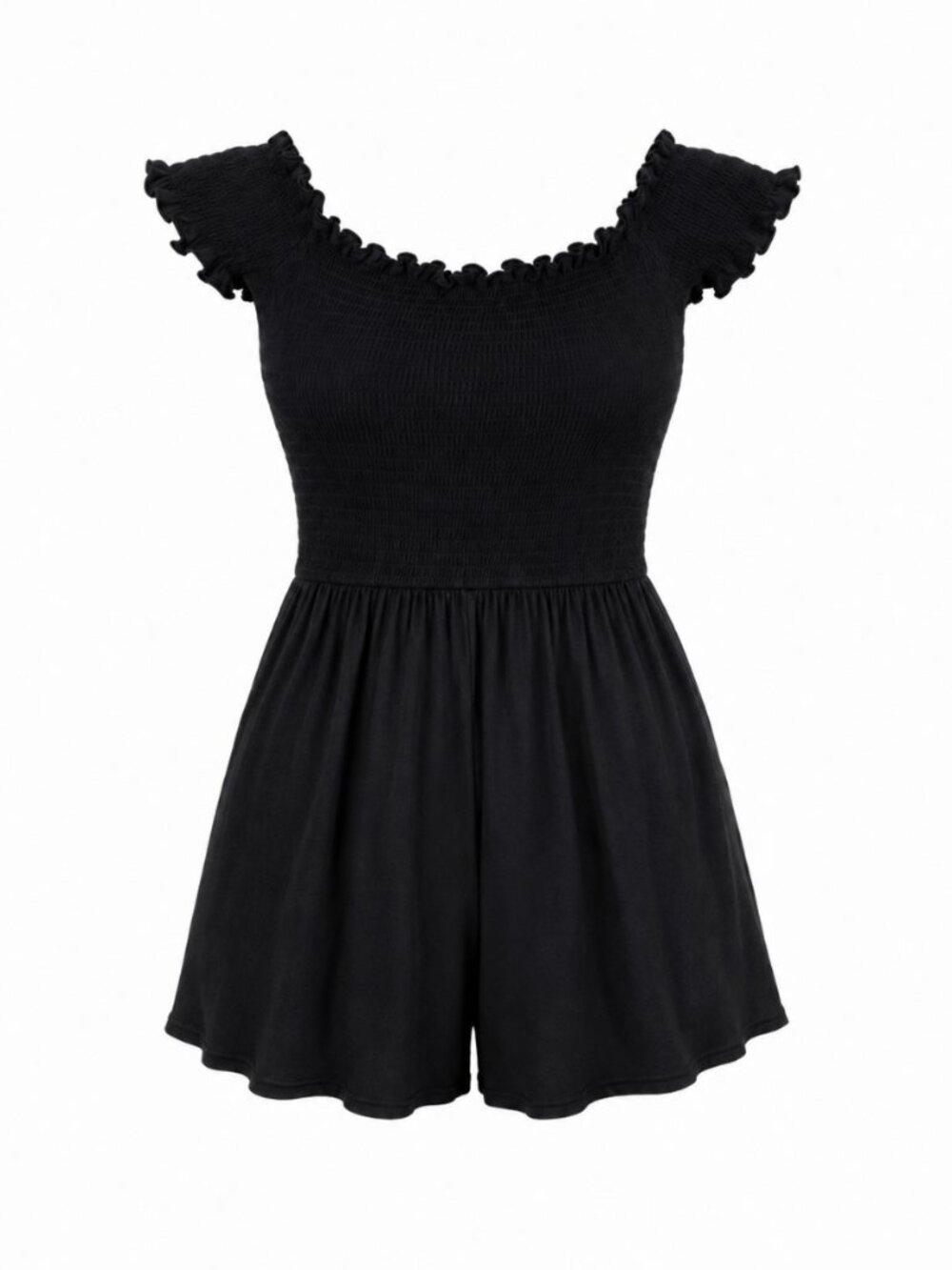 🦋 2/30 Garage Black Smocked Off Shoulder Romper Size S
